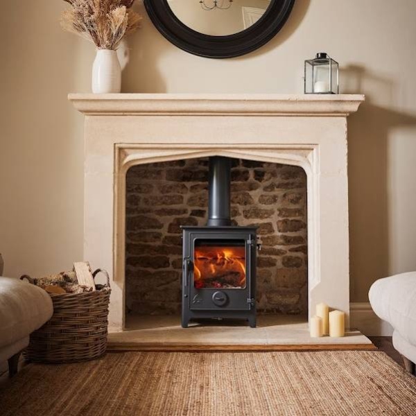 Dean Forge Dartmoor 5 Eco Design 2022 Wood Burning Stove, 5kw - Eco 2022 - Black Handle